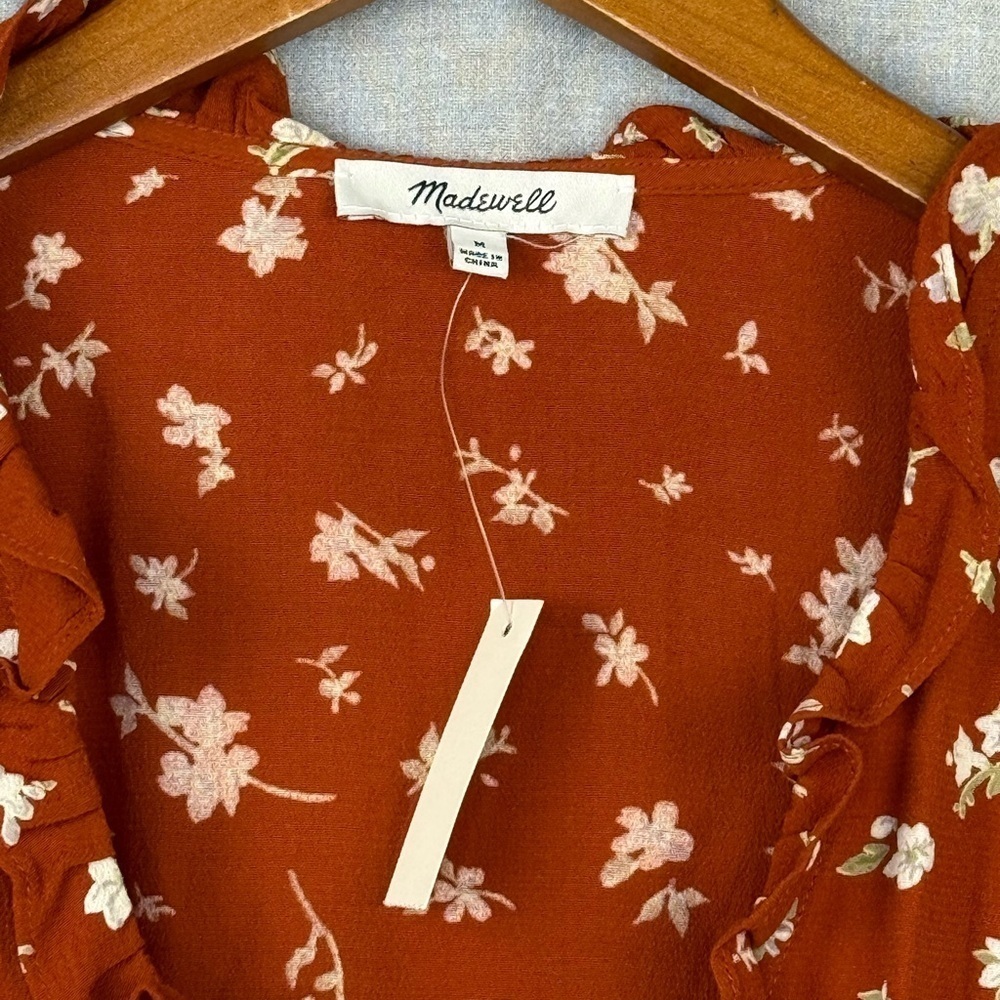 Madewell Floral Ruffle Trim Wrap Dress - Picture 6 of 9